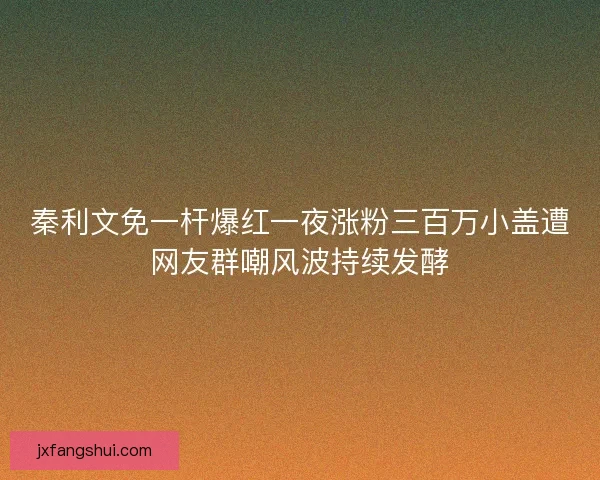 秦利文免一杆爆红一夜涨粉三百万小盖遭网友群嘲风波持续发酵